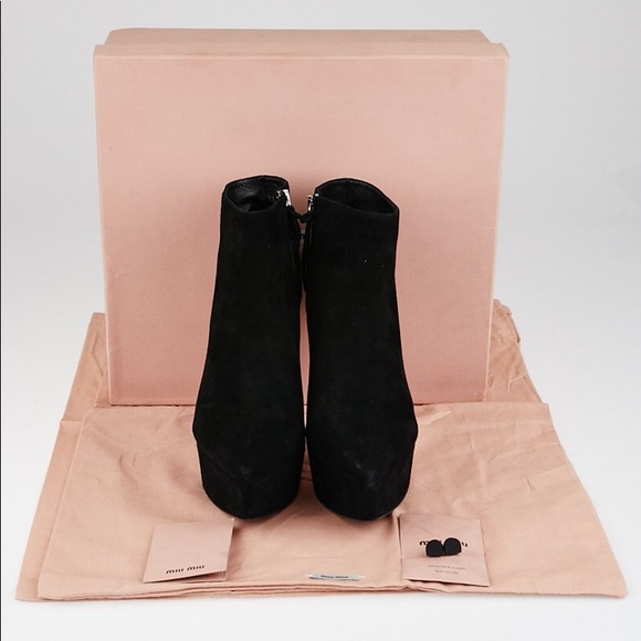 Miu Miu Black Suede Booties